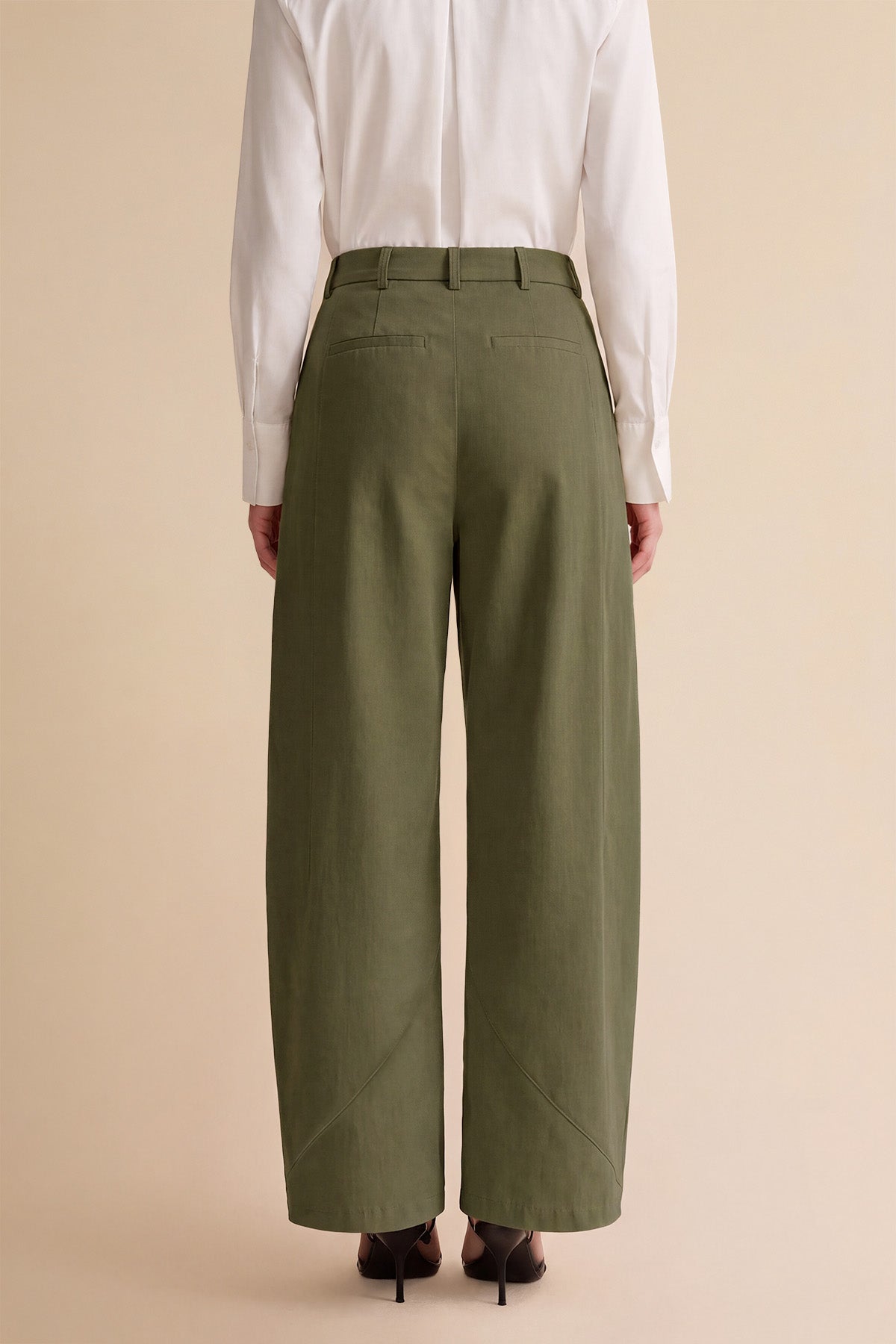 Womens Army Green Barrel Wide Leg Pants | CicyBell
