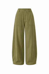 Womens Army Green High Waisted Barrel Pants | CicyBell