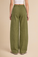 Womens Army Green High Waisted Barrel Pants | CicyBell