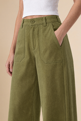 Womens Army Green High Waisted Barrel Pants | CicyBell