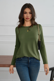 Cicy Bell Womens Army Green Long Sleeve Shirts