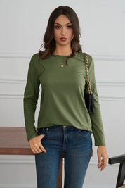 Cicy Bell Womens Army Green Long Sleeve Shirts