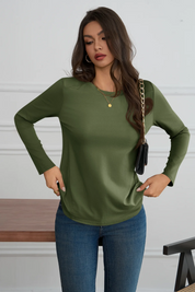 Cicy Bell Womens Army Green Long Sleeve Shirts