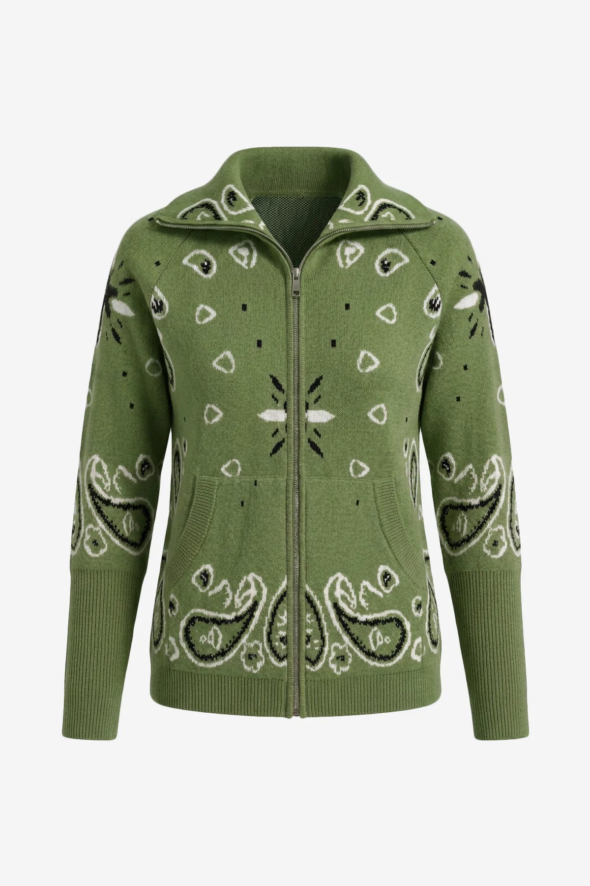 Women Army Green  Zip Up Cardigan Sweater| CicyBell