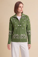 Women Army Green Zip Up Cardigan Sweater| CicyBell