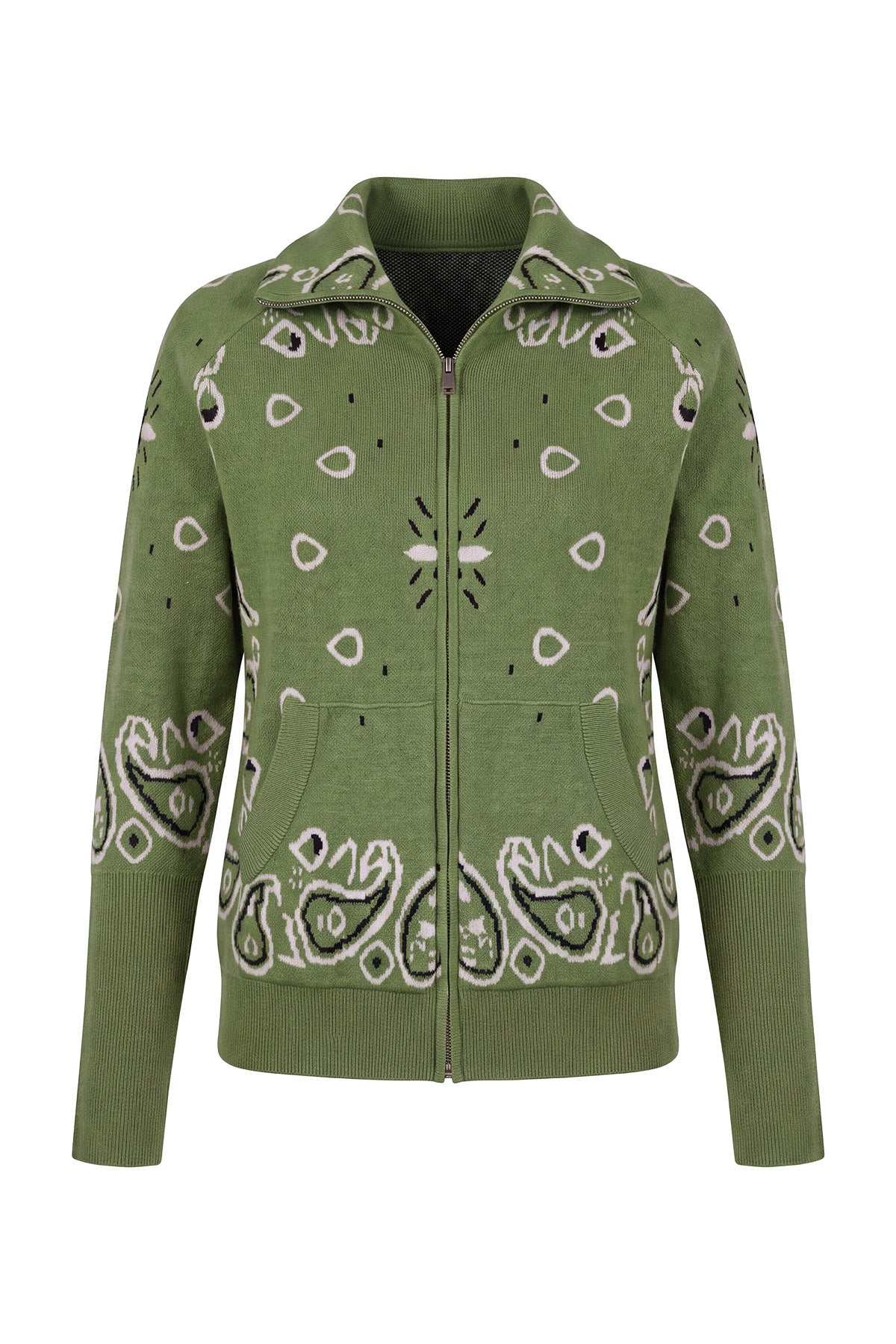 Women Army Green Zip Up Cardigan Sweater| CicyBell