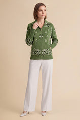 Women Army Green Zip Up Cardigan Sweater| CicyBell