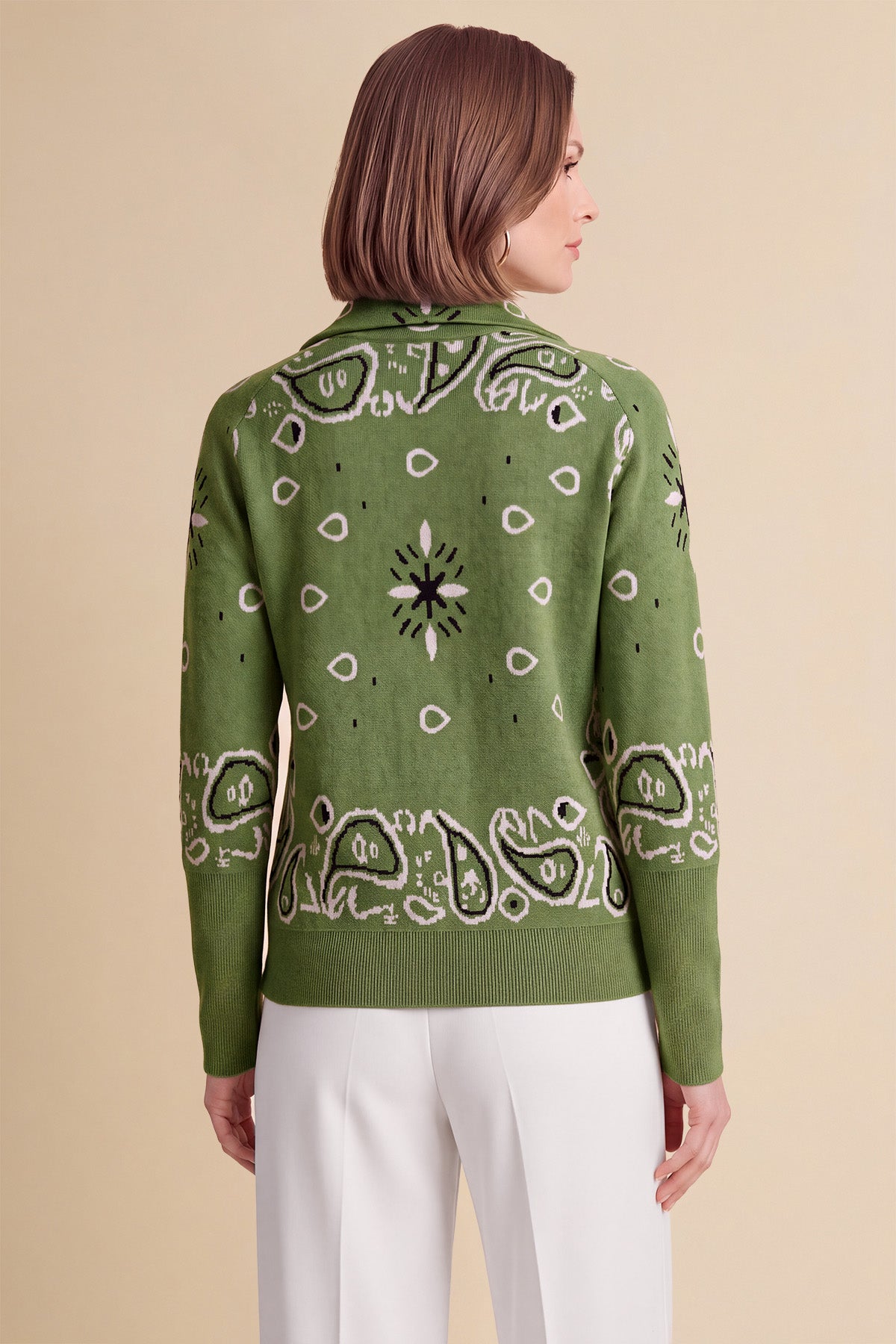 Women Army Green Zip Up Cardigan Sweater| CicyBell
