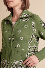 Women Army Green Zip Up Cardigan Sweater| CicyBell