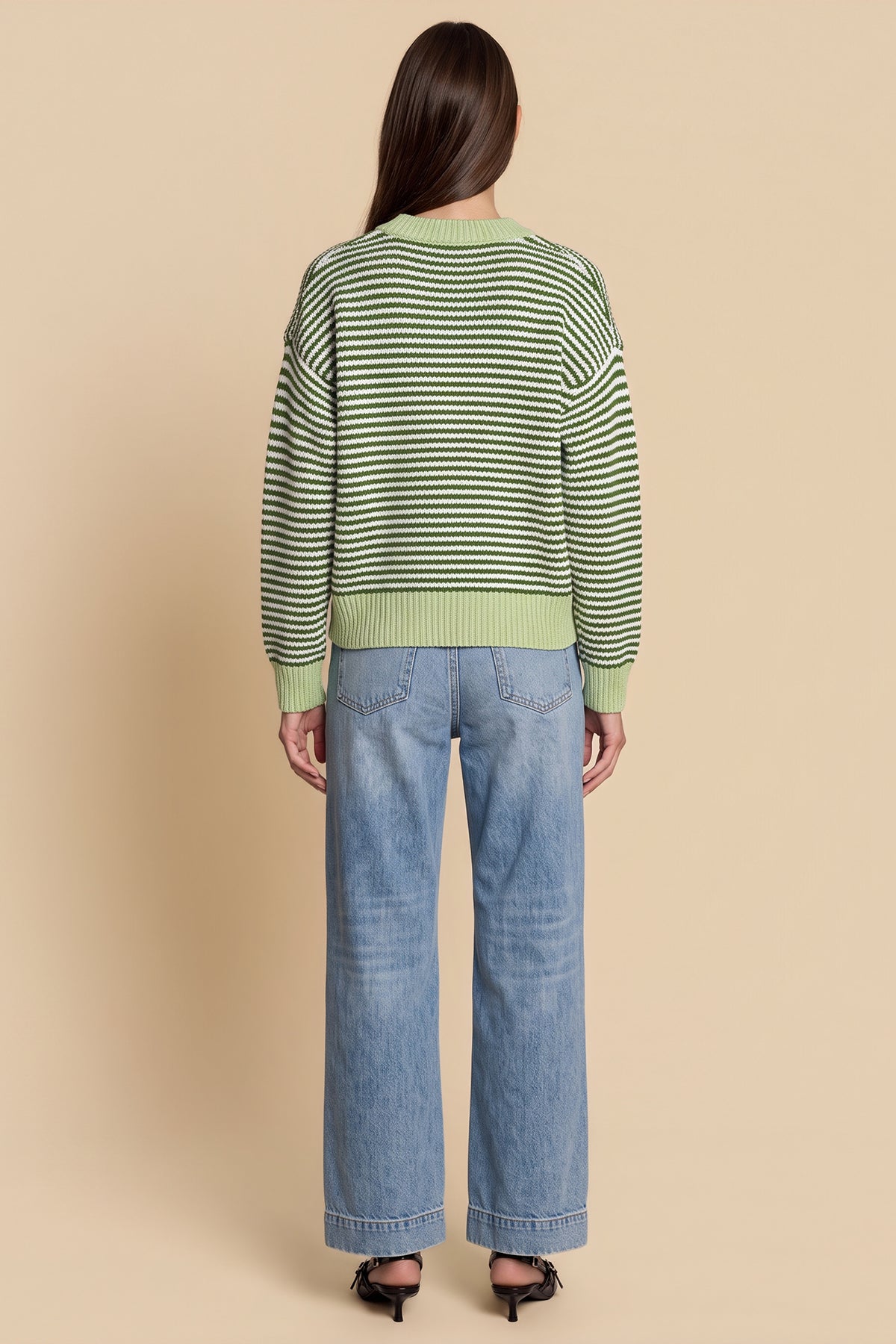 Womens Army Green Striped Cardigan Sweaters | CicyBell