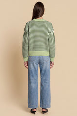 Womens Army Green Striped Cardigan Sweaters | CicyBell