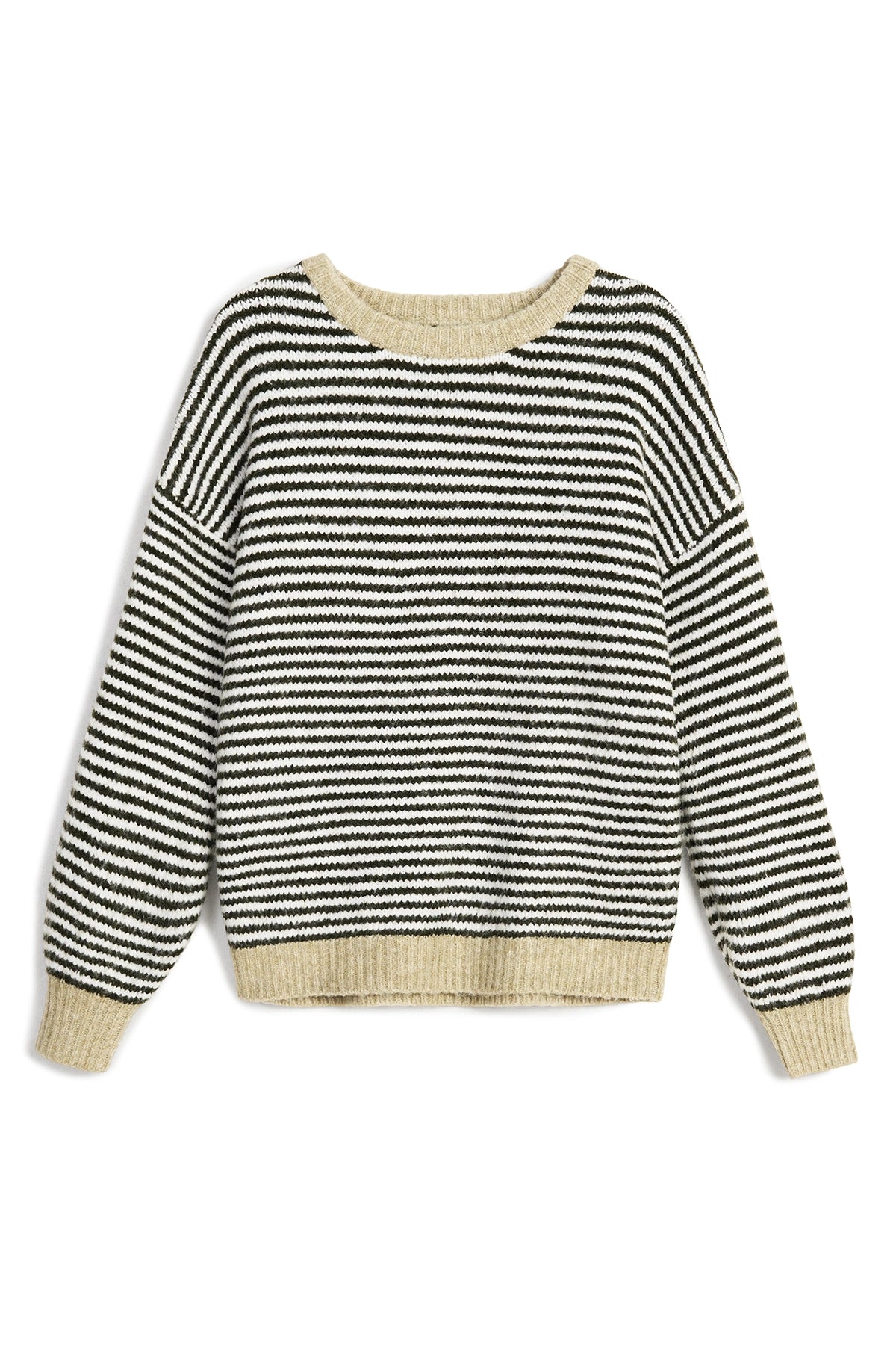 Womens Army Green Color Block Striped Sweater | CicyBell
