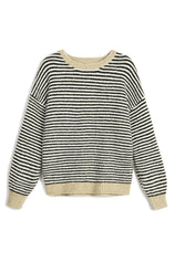 Womens Army Green Color Block Striped Sweater | CicyBell