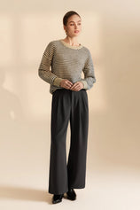 Womens Army Green Color Block Striped Sweater | CicyBell