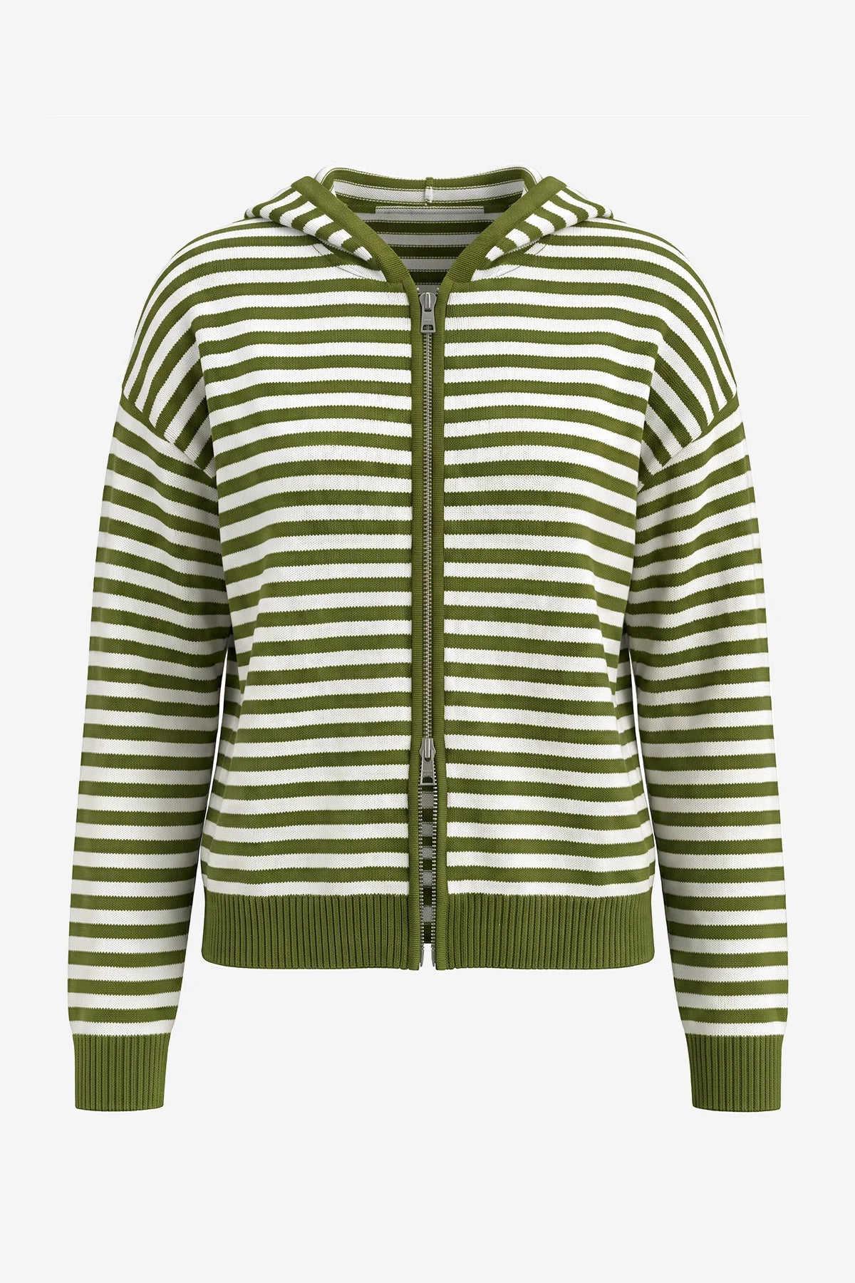 Womens Army Green Striped Cardigan Sweaters | CicyBell