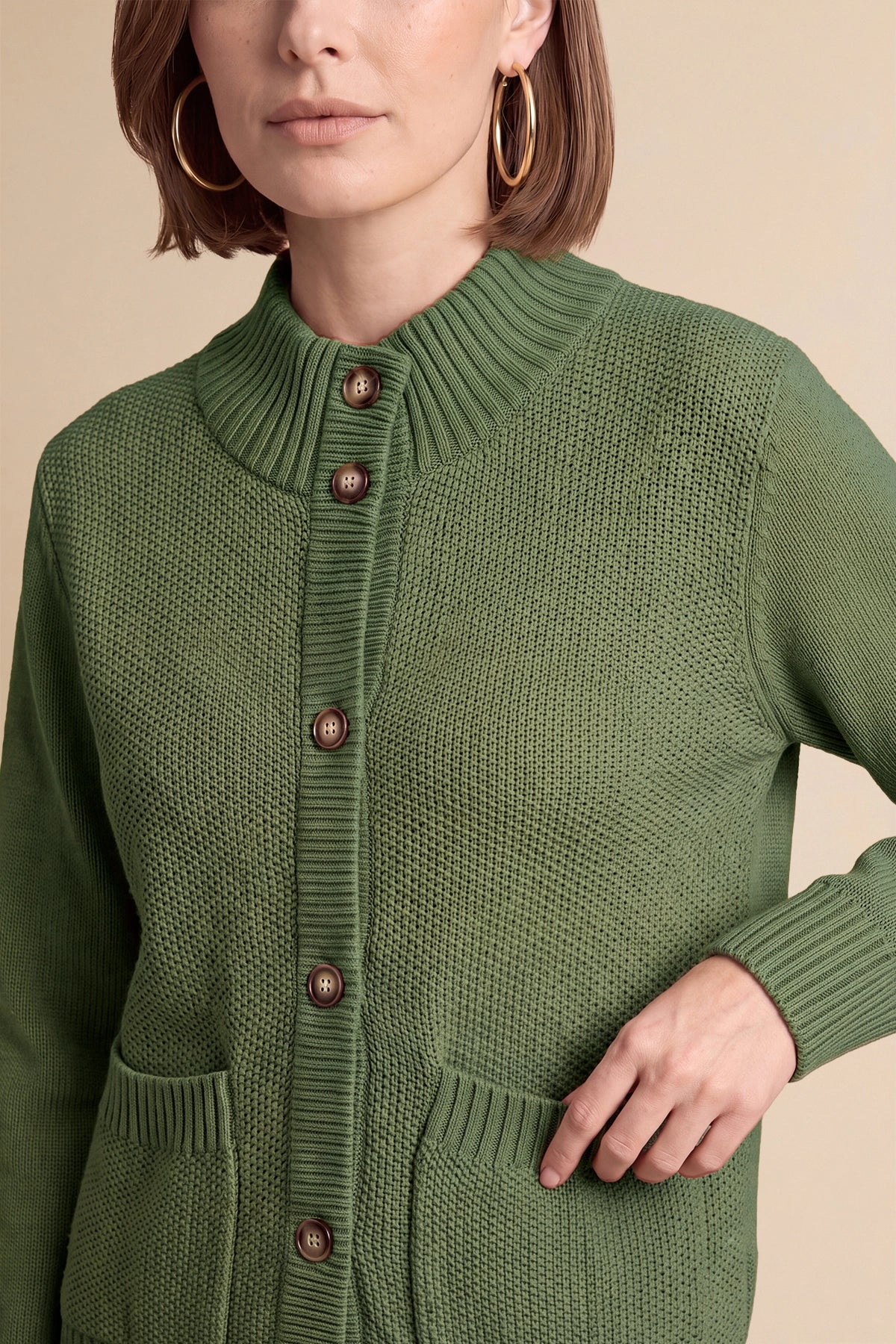 Womens Army Green Chunky Sweaters Cardigan | Cicy Bell