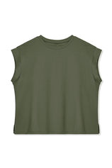 Cicy Bell Womens Army Green Cap Sleeve Shirts