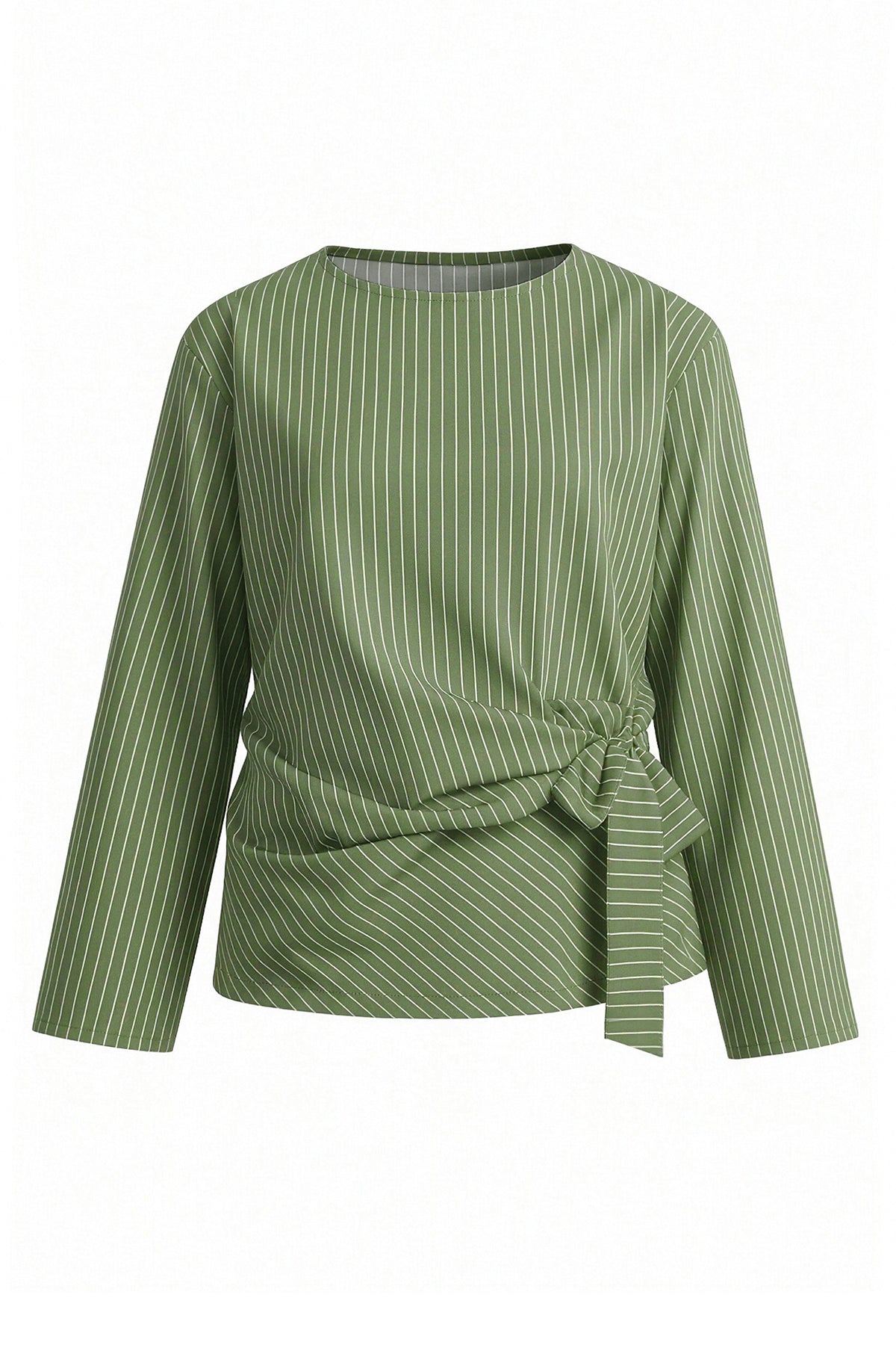 Womens Army Green Cinched Waist Wrap Tops | CicyBell