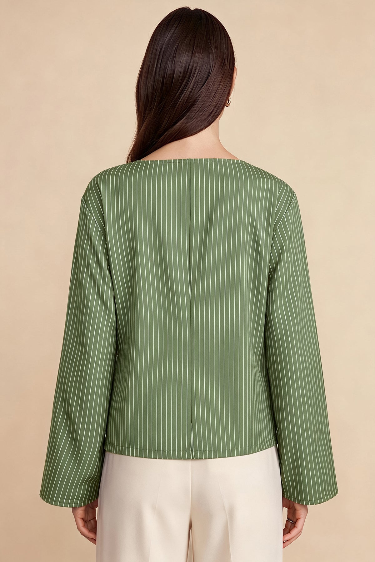 Womens Army Green Cinched Waist Wrap Tops | CicyBell