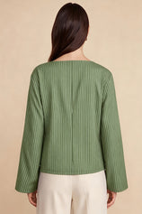 Womens Army Green Cinched Waist Wrap Tops | CicyBell