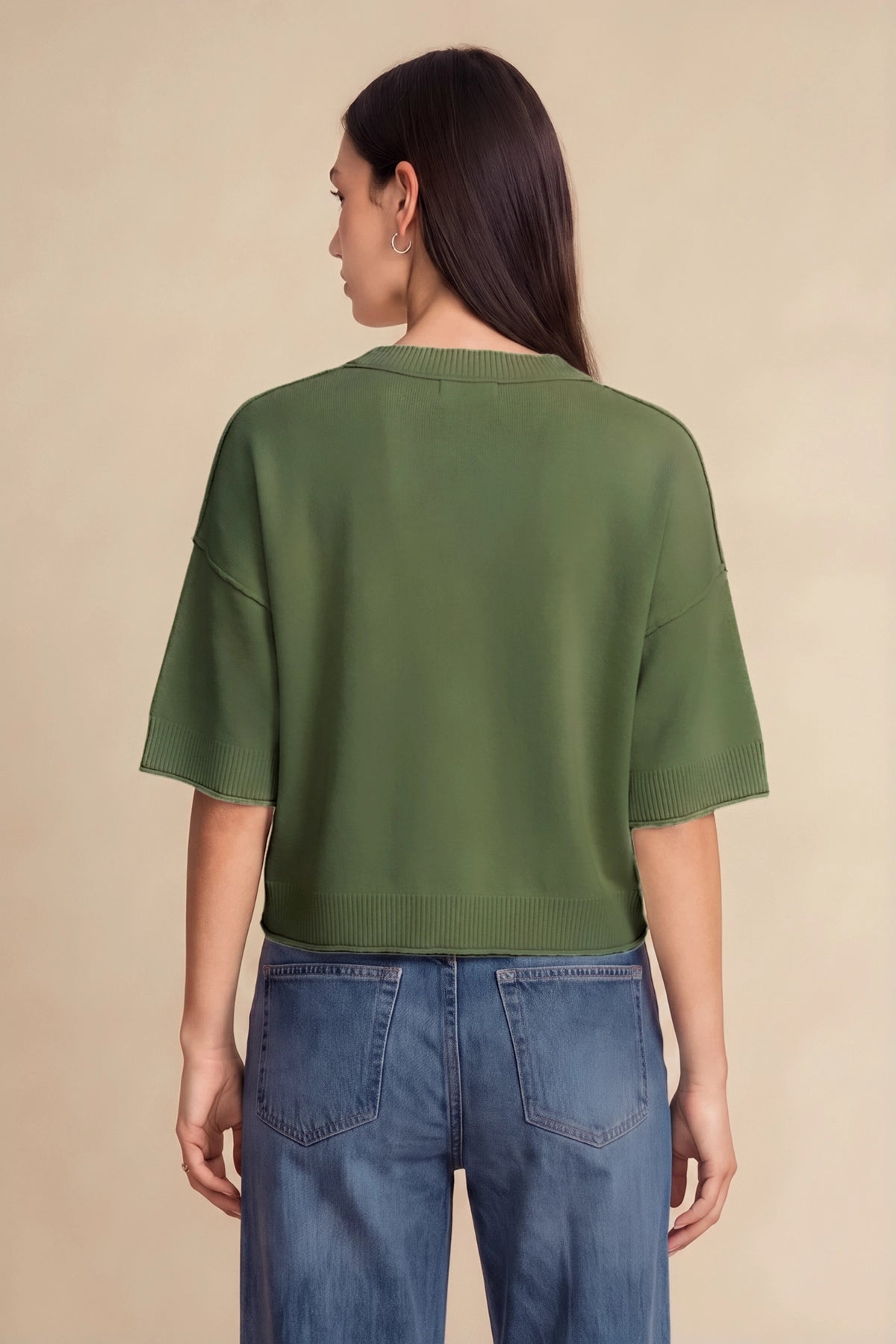 Womens Army Green Cardigan Tops | Cicy Bell