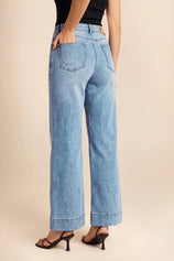 Womens Baby Blue High Waisted Baggy Jeans | CicyBell