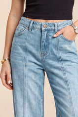 Womens Baby Blue High Waisted Baggy Jeans | CicyBell