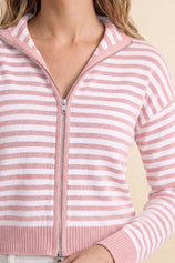 Womens Bean Paste Striped Cardigan Sweaters | CicyBell