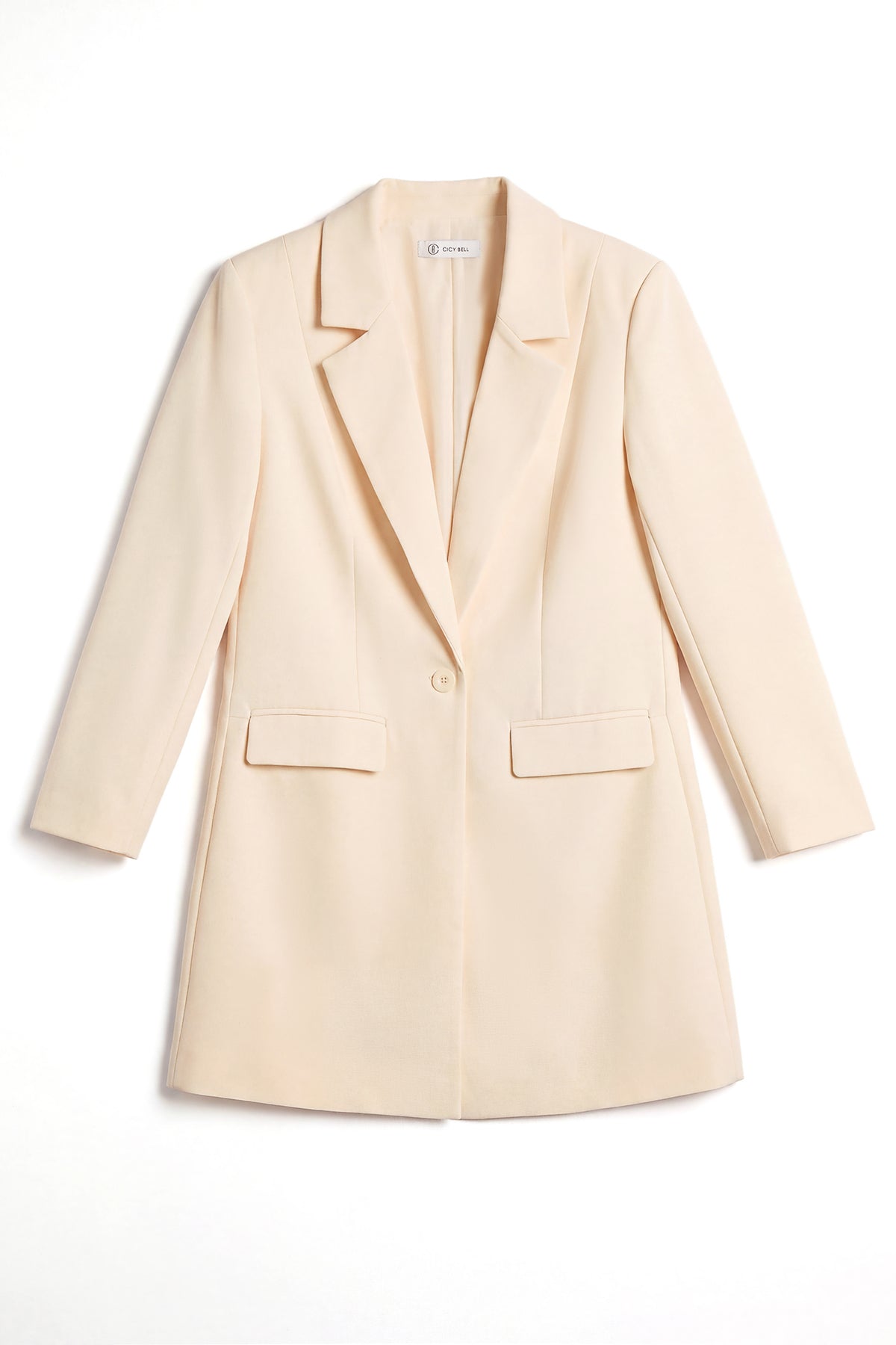Womens Beige Business Casual Long Blazers | CicyBell