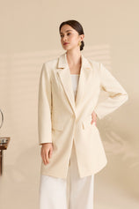 Womens Beige Business Casual Long Blazers | CicyBell