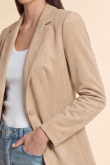 Womens Beige Faux Suede Blazers| CicyBell