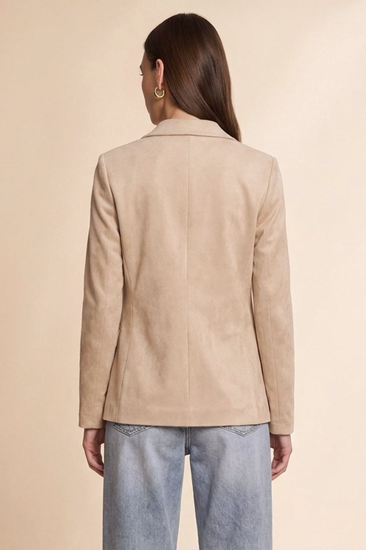 Womens Beige Faux Suede Blazers| CicyBell