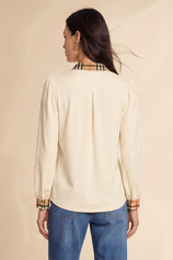 Womens Beige Puff Long Sleeve Blouse | CicyBell