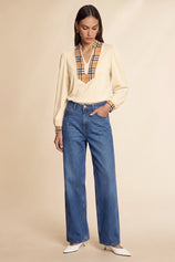 Womens Beige Puff Long Sleeve Blouse | CicyBell