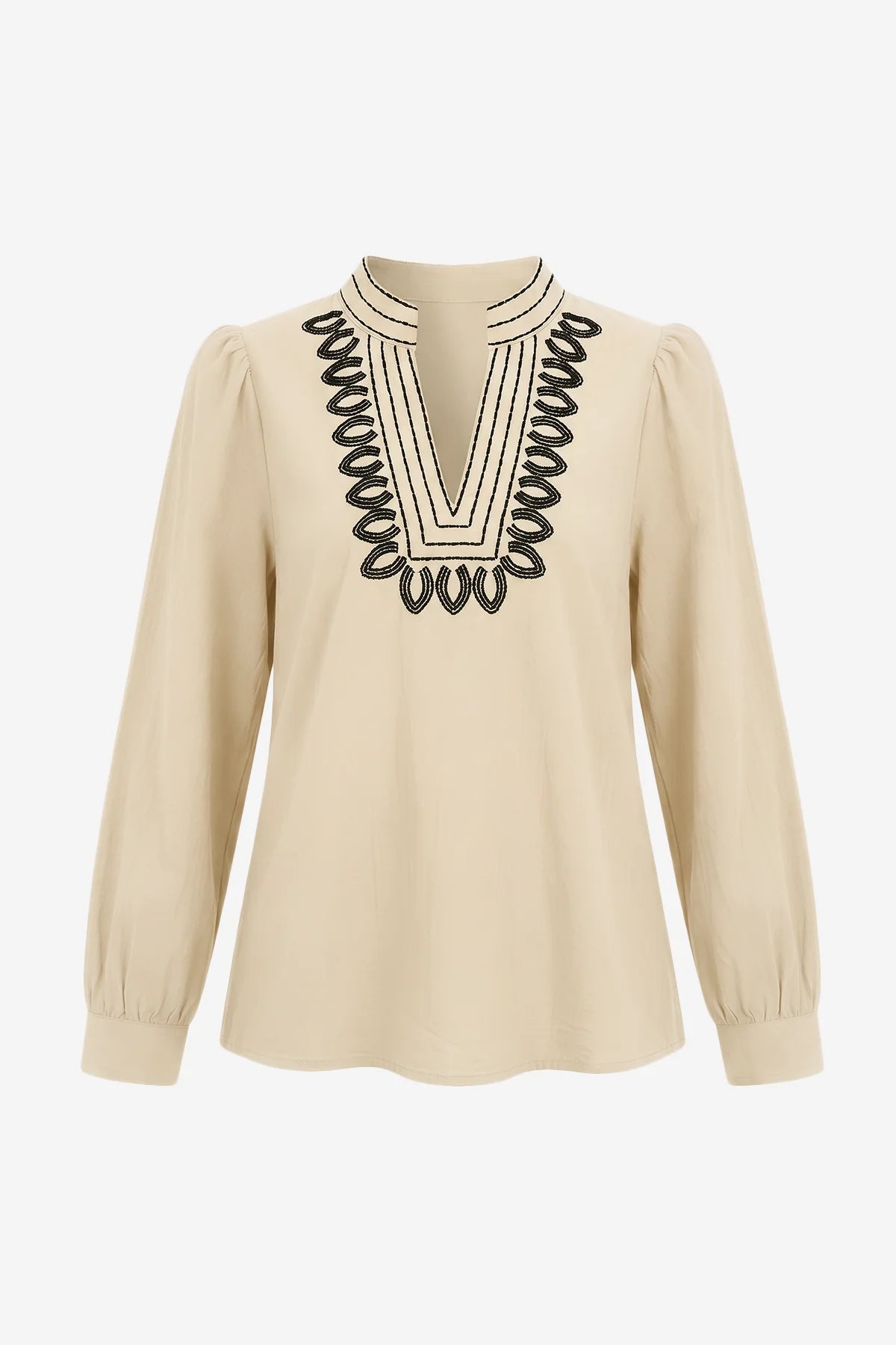 Womens Beige Puff Long Sleeve Blouses | CicyBell