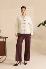 Womens Beige Napoleon Cropped Collar Vintage Coats | Cicy Bell