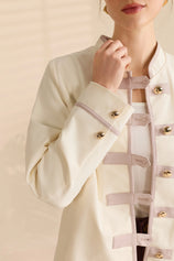 Womens Beige Napoleon Cropped Collar Vintage Coats | Cicy Bell
