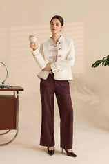 Womens Beige Napoleon Cropped Collar Vintage Coats | Cicy Bell