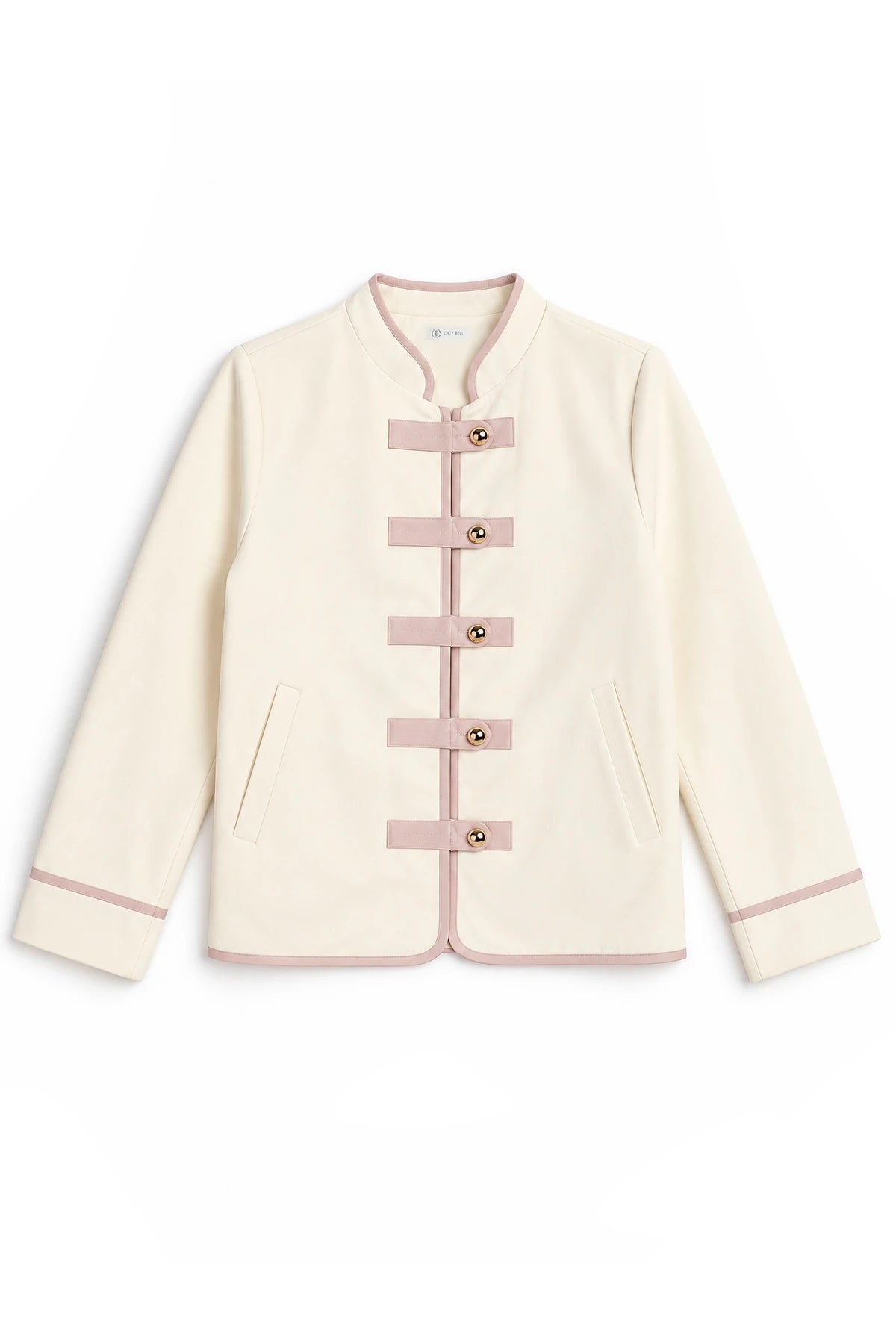 Womens Beige Napoleon Cropped Collar Vintage Coats | Cicy Bell