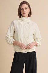Womens Beige Cropped Bomber Jacket | CicyBell