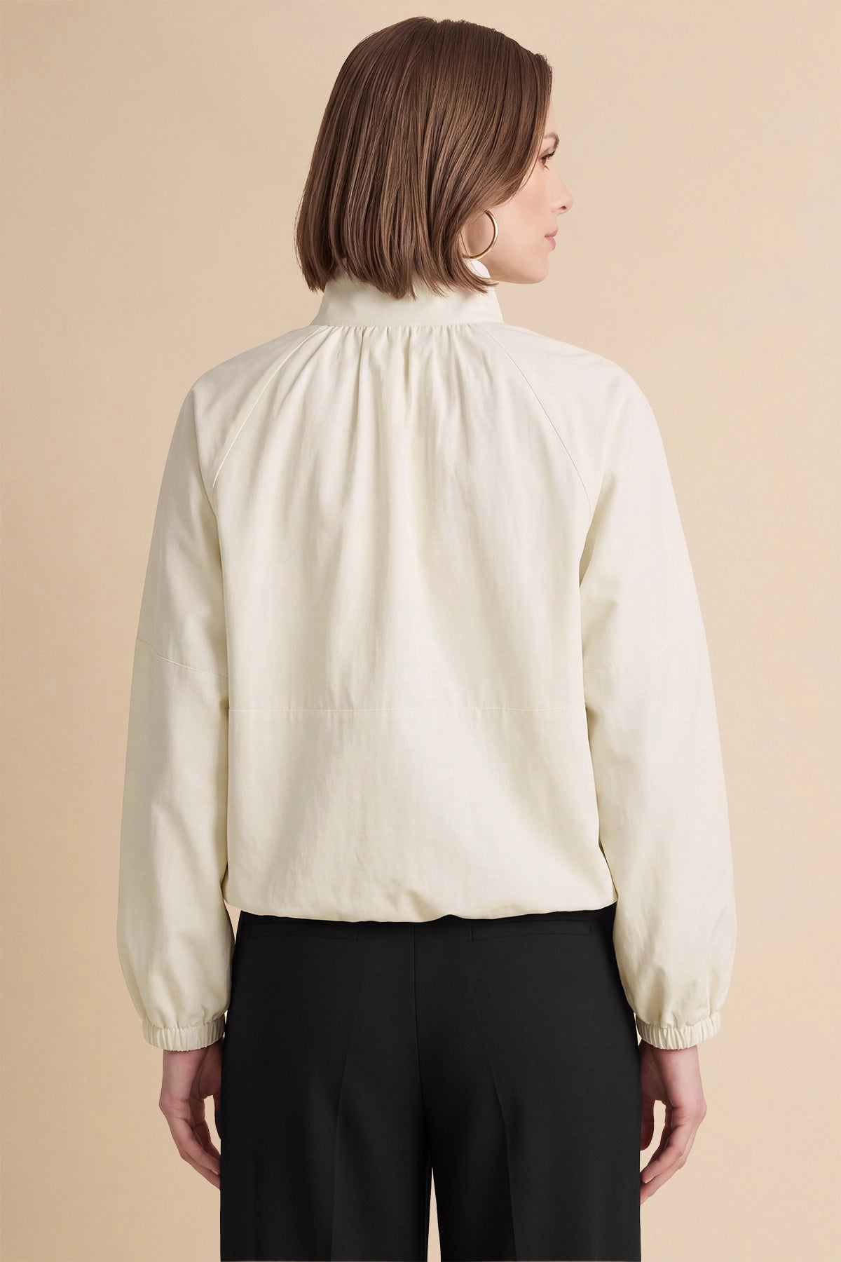 Womens Beige Cropped Bomber Jacket | CicyBell