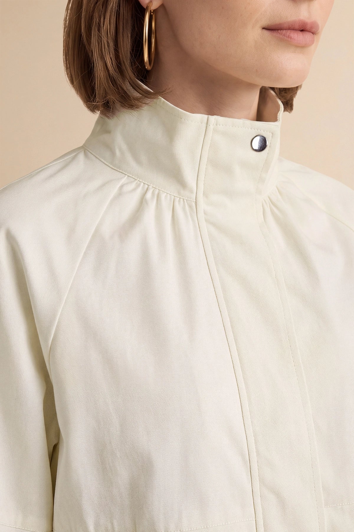 Womens Beige Cropped Bomber Jacket | CicyBell