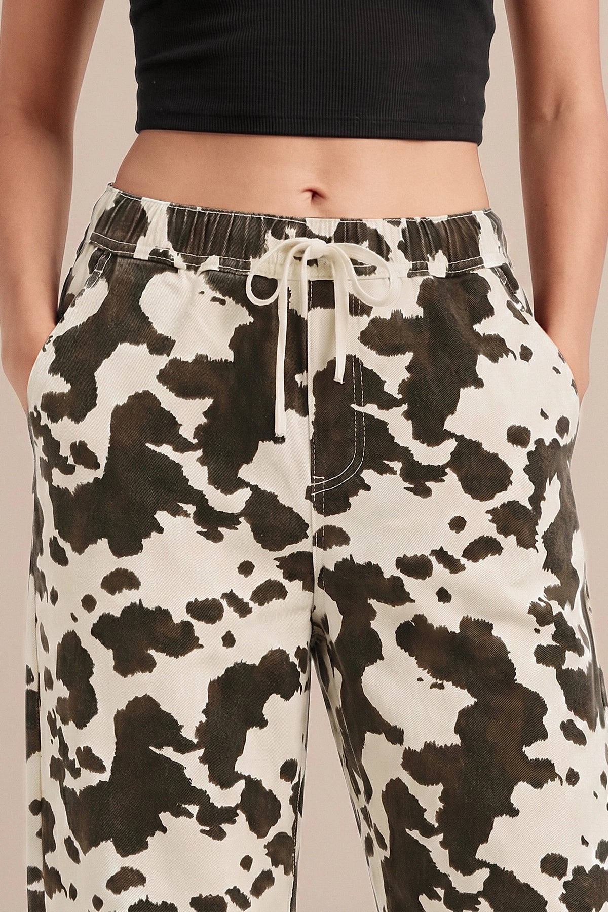 Womens Beige Leopard High Waisted Barrel Jeans | CicyBell