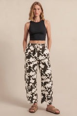 Womens Beige Leopard High Waisted Barrel Jeans | CicyBell