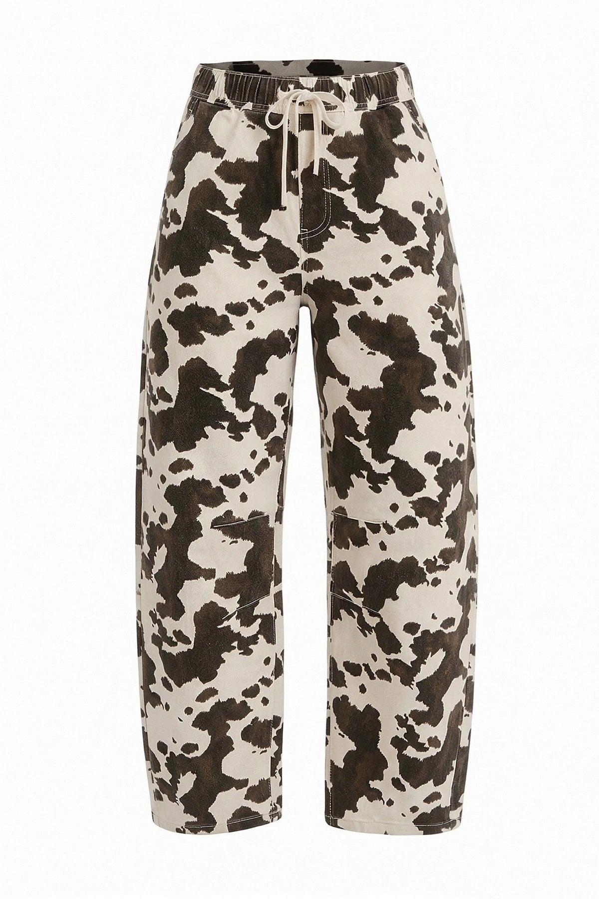 Womens Beige Leopard High Waisted Barrel Jeans | CicyBell