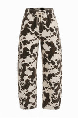 Womens Beige Leopard High Waisted Barrel Jeans | CicyBell