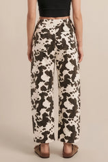 Womens Beige Leopard High Waisted Barrel Jeans | CicyBell
