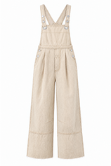 Womens Beige Wide Leg Denim Overalls | CicyBell