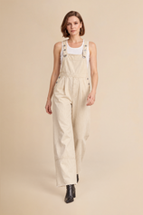 Womens Beige Wide Leg Denim Overalls | CicyBell