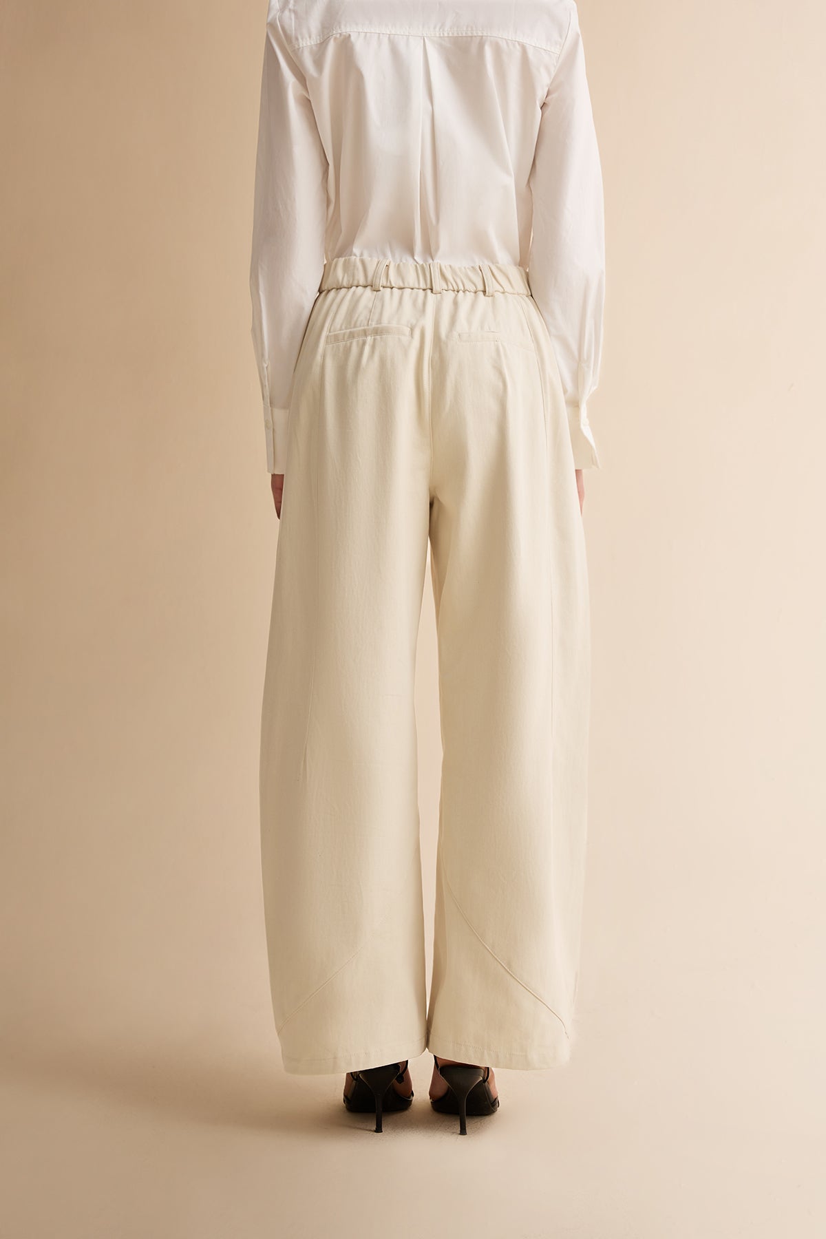 Womens Beige Barrel Wide Leg Pants | CicyBell